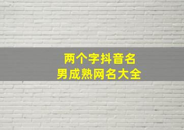 两个字抖音名男成熟网名大全