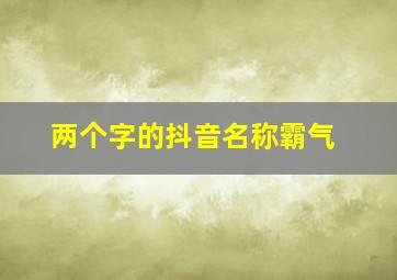 两个字的抖音名称霸气