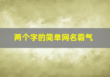 两个字的简单网名霸气