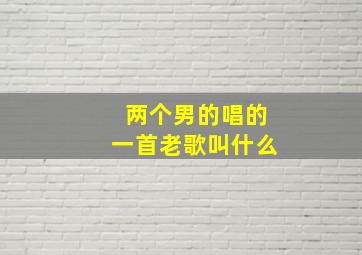 两个男的唱的一首老歌叫什么