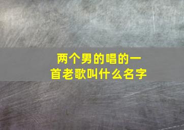 两个男的唱的一首老歌叫什么名字