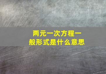 两元一次方程一般形式是什么意思