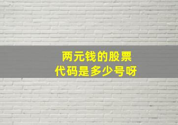 两元钱的股票代码是多少号呀