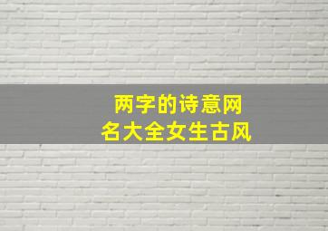 两字的诗意网名大全女生古风