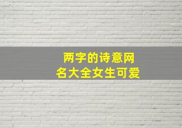 两字的诗意网名大全女生可爱