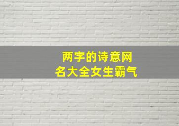 两字的诗意网名大全女生霸气