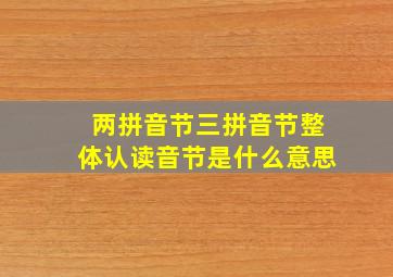 两拼音节三拼音节整体认读音节是什么意思