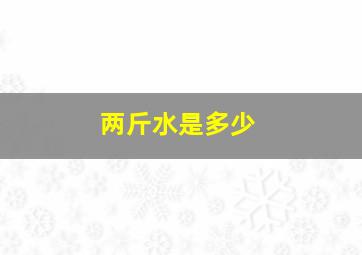 两斤水是多少