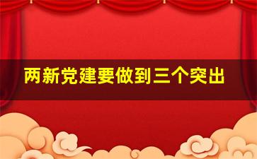 两新党建要做到三个突出