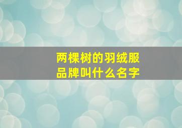 两棵树的羽绒服品牌叫什么名字