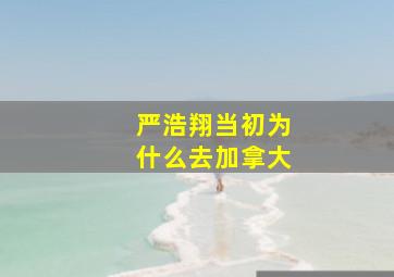 严浩翔当初为什么去加拿大