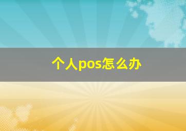 个人pos怎么办