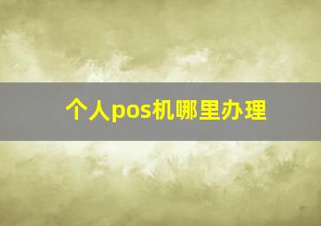 个人pos机哪里办理