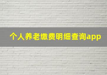 个人养老缴费明细查询app