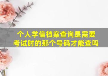 个人学信档案查询是需要考试时的那个号码才能查吗