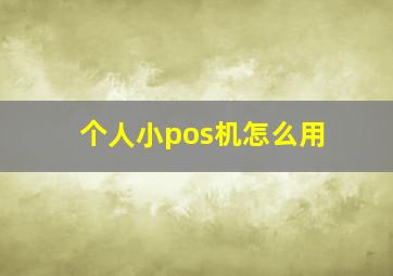 个人小pos机怎么用