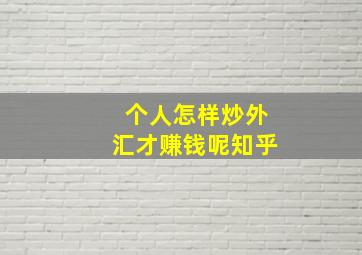 个人怎样炒外汇才赚钱呢知乎