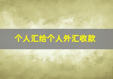 个人汇给个人外汇收款