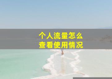 个人流量怎么查看使用情况