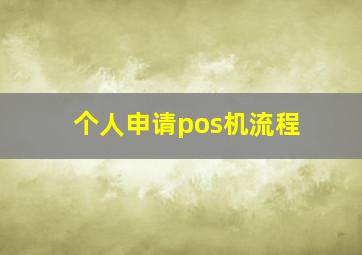 个人申请pos机流程