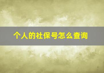 个人的社保号怎么查询