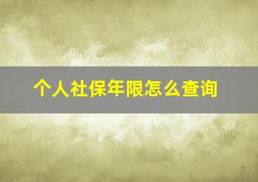 个人社保年限怎么查询