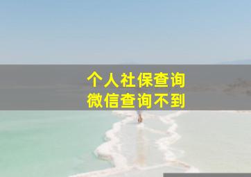 个人社保查询微信查询不到