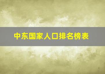 中东国家人口排名榜表