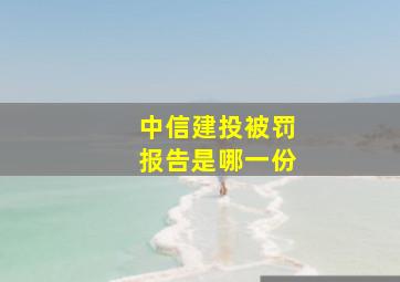 中信建投被罚报告是哪一份