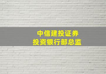 中信建投证券投资银行部总监