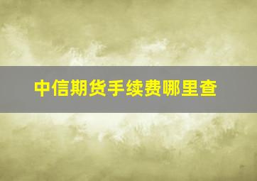 中信期货手续费哪里查