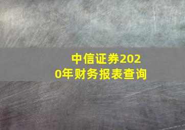 中信证券2020年财务报表查询