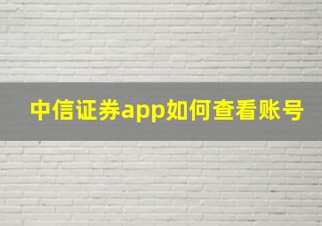 中信证券app如何查看账号