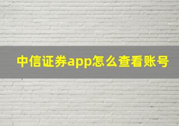 中信证券app怎么查看账号