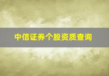 中信证券个股资质查询