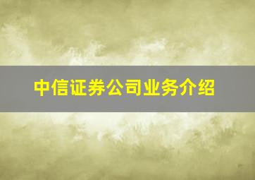 中信证券公司业务介绍