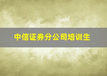 中信证券分公司培训生