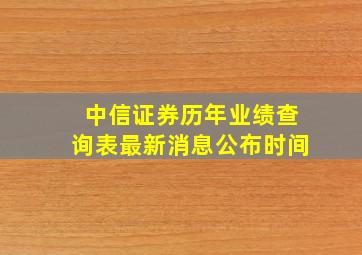 中信证券历年业绩查询表最新消息公布时间