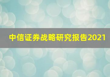 中信证券战略研究报告2021