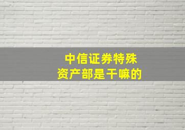 中信证券特殊资产部是干嘛的