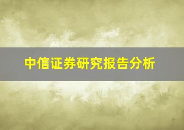 中信证券研究报告分析