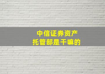 中信证券资产托管部是干嘛的