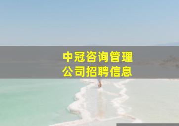 中冠咨询管理公司招聘信息