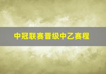 中冠联赛晋级中乙赛程