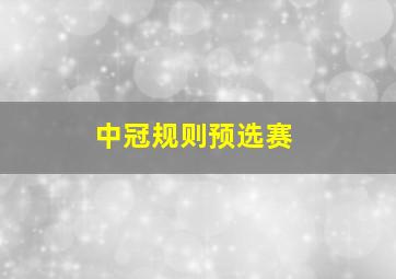 中冠规则预选赛