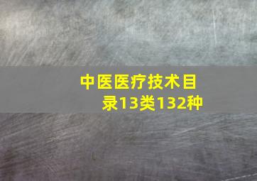 中医医疗技术目录13类132种