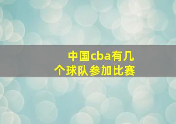 中国cba有几个球队参加比赛