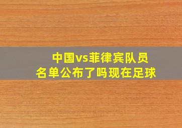 中国vs菲律宾队员名单公布了吗现在足球