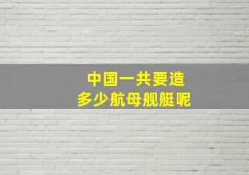 中国一共要造多少航母舰艇呢