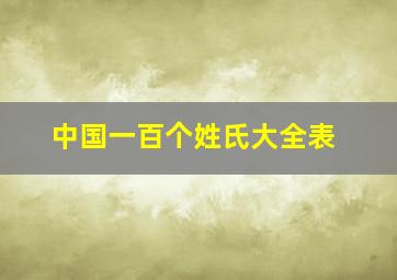 中国一百个姓氏大全表